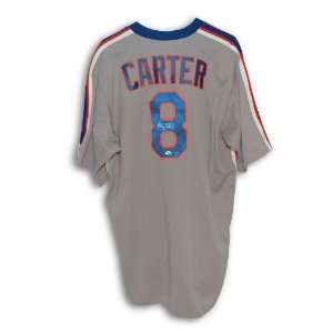 Autographed Gary Carter New York Mets Majestic Gray Throwback Jersey