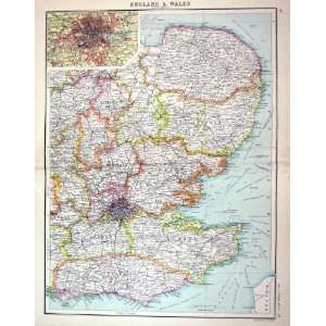 Bartholomew Map C1900 England London Norfolk Sussex Strait Dover 