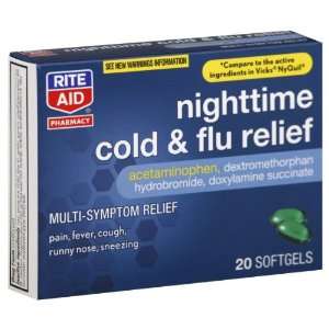 Rite Aid Nighttime Cold & Flu Relief, 20 ea Health 