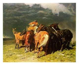 ROLOFF Alfred~Pferde im Gewitter~Lichtdruck~67x82cm  
