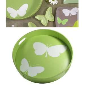 Flutterby Round Leatherette Serving Tray by Precidio  