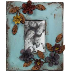  Wilco Imports Distressed Light Blue Wood Frame with Metal 