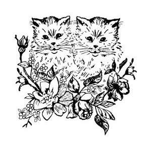  Magenta Cling Stamps Two Cats In Flowers; 2 Items/Order Arts 