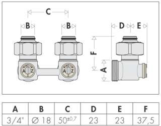 Hahnblock für Heizkörper 3/4 AG Eckform Ventilheizkörper Eck 