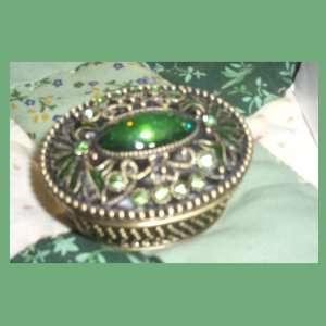 Oval Green Stone Trinket Box 