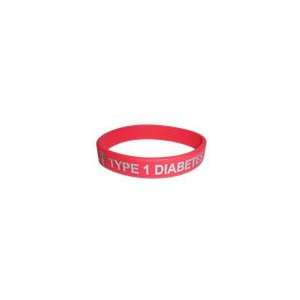   Diabetes Medical ID Wristband Red with Silver Color Fill Large Health