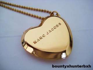 MARC JACOBS Mini Gold Heart Compact Mirror Necklace Charm  