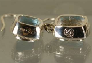 David Yurman 925 Sterling Silver blue Topaz & Diamonds Earrings  