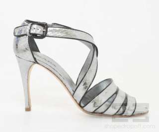 Prada Silver Snakeskin Strappy Heels Size 39  