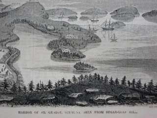 1854 Engravings BERMUDA St George Harbor Ireland Island  