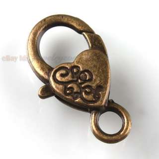   New Wholesale Heart Charm Antique Bronze Lobster Clasps Finding 26mm