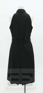 Burberry London Black Cotton Sleeveless Belted Trench Dress Size US 12 
