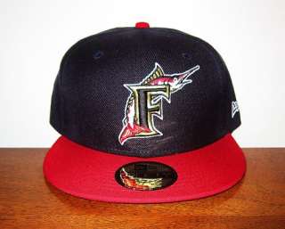 NWT 7 5/8 Florida Marlins Olympic Retro 5 6 7 New Era Fitted Hat Red 