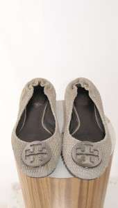 TORY BURCH IVORY SNAKE EMBOSSED LEATHER REVA flats size 9  