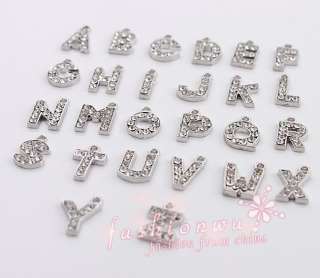 Wholesale lots 78 Pc DIY Rhinestone Letter Charms10MM 1  