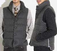   Goose Down Wool Gilet Quilted Padded Puffer Vest Sleeveless Gray S M L