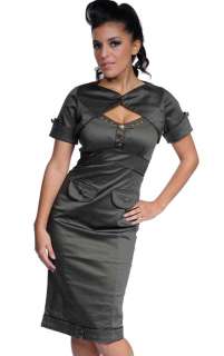 LDS Military Pencil Dress Rockabilly Pin Up Costume 40s  