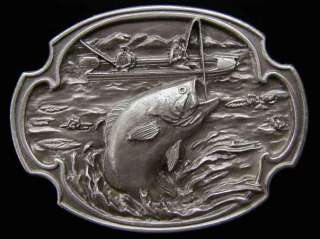BASS FISHING PEWTER BELT BUCKLE NICE NEW  