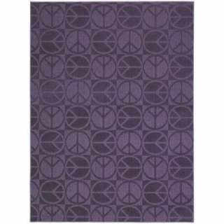 Garland Rug Large Peace Purple 7 ft. 6 in. x 9 ft. 6 in. Area Rug CL 