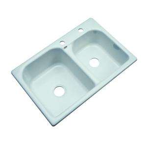 Thermocast Cambridge Drop In Acrylic 33x22x10.5 2 Hole Double Bowl 