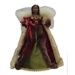   Holiday 12 in. Burgundy African American Fabric Angel Tree Topper