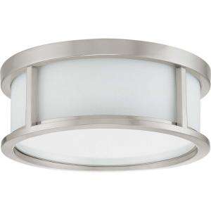Glomar Odeon 2 Light 13 in. Flush Dome with Satin White Glass Finished 