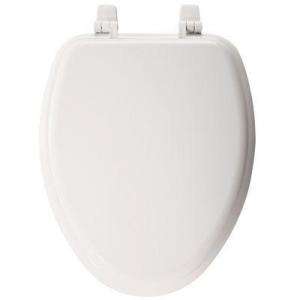 Church Elongated Molded Wood Toilet Seat With Top Tite Hinge in White 