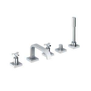 GROHE Allure 2 Handle Deck Mount Roman Tub Faucet with Handshower in 