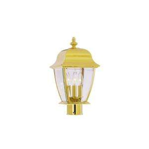 Hampton Bay 3 Light Outdoor Polished Brass Post Lantern  DISCONTINUED 