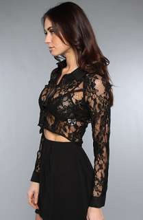 Finders Keepers The Hold Me Long Sleeve Lace Shirt in Black 