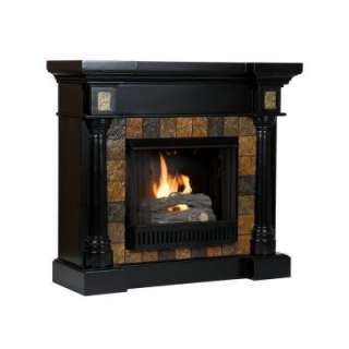 Carrington Black With Dark Brown Slate Gel Fuel Fireplace FA8752G at 