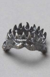 Obey The Shark Jaw Ring in Silver Oxide  Karmaloop   Global 