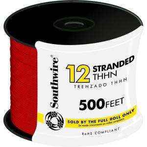   500 Ft. 12 Stranded THHN Red Cable 22966657 