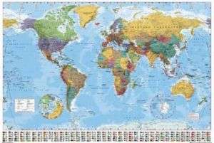 World Map with Country Flags Latest Edition Big Poster  