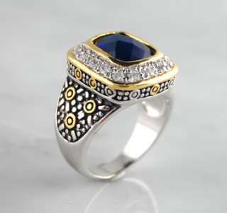  CZ Brass Square Ring Rhodium Finish Silver Gold Tone Designer Jewelry