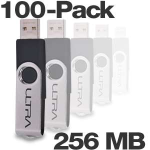 Ultra ULT40498 USB Swivel Flash Drive   256MB, 100 Pack  