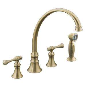   Handle Mid Arc Kitchen Faucet with Sidespray in Vibrant Brushed Bronze