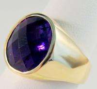 MENS RING ANTIQUE VINTAGE DECO STYLE AMETHYST 10K YELLOW GOLD  