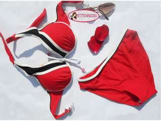 New Padded Cute Sporty Bikini set Swimwear Swimsuit Red Blue S M L 