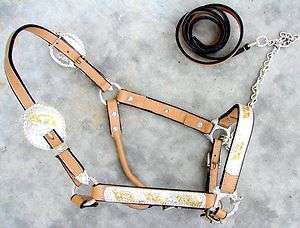 WESTERN LITE SHOW HALTER WEANLING RODEO SILVR LEAD PONY  