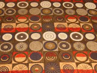 Modern Retro Squares Circles Designer Upholstery Fabric  