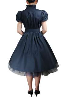 Belted Black or Red 50s Rockabilly Swing Pinup Dress  