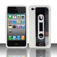   Apple iPhone 4 4S White Cassette Crystal Skin Case Phone Cover  