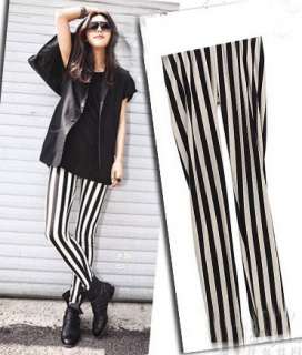 fashion cotton Black and white stripe ankle length Leggings 3 43 
