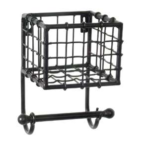Toilet Paper Holder  Wrought Iron Wall Mounted with Storage Basket