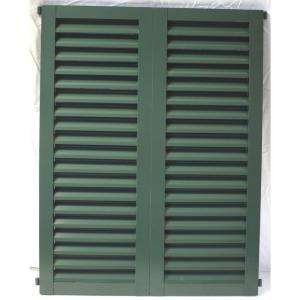   40 in. x 39.75 in. Green Colonial Louvered Hurricane Shutters Pair