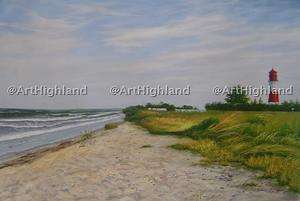 Original Beach Seascape Oil Paintings Canvas Lighthouse  