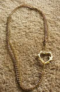   Yellow Rose Gold Plated Large Cream Enamel Heart Necklace $195  