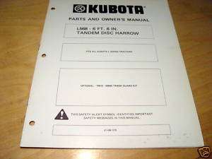 Kubota L568 6 ft Disc Harrow Operators & Parts Manual  