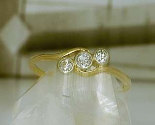 Original Art Deco Ring 585 3 Altschliff Diamanten  
